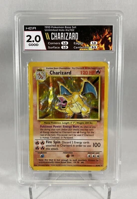 Pokémon TCG Charizard Base Set 4/102 Holo Unlimited HGA 2 Graded Card - Image 1 of 2