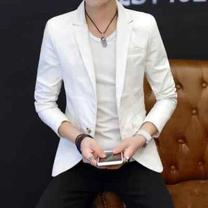 Business Party Stylish White Lambskin Men Blazer Handmade Formal 100%Leather - Picture 1 of 6