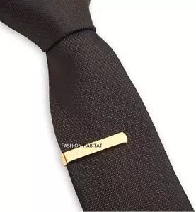 Mens Boys 3CM Gold Tie Bar Skinny Stainless Steel Clip Clasp Pin UK - Picture 1 of 3