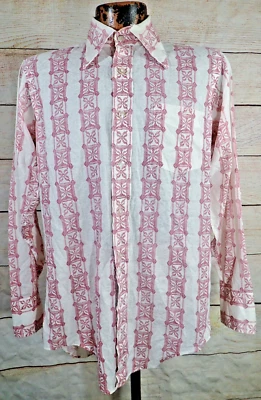 Camisa Discoteca ENRO Hughes & Hatcher Años 60 De Colección Cuello Daga Rayas Abstractas AOP Foto 1 de 4