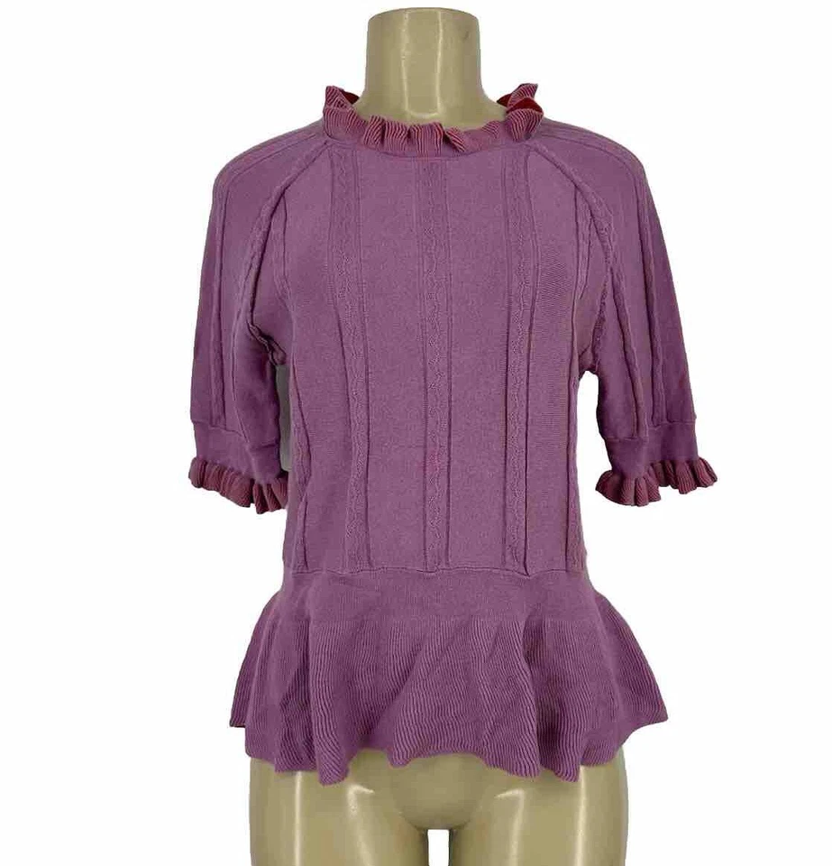 NOA NOA On this Note Top Mujer Pequeño Tejido Peplum Manga Corta Sentimental KL3 Foto 1 de 4