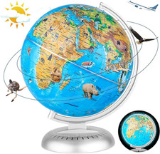 Fun Lites 20Cm LED Illuminated Animal World Globe Educational Political Map Lamp