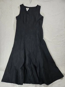 Talbots Dress Womens 14 Plus Black Pure Irish Linen Minimalist Lagenlook Midi - Picture 1 of 7