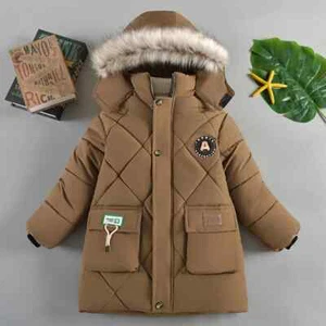Winter New Boys Jacket Thick Warm Hooded Collar Down Cotton for 4-10 Years Kids - Picture 1 of 26