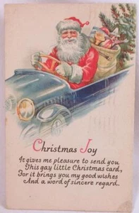 Postal Santa Claus Juguetes para Conducir Coche Árbol de Navidad troquelado JP NY De Colección #17 - Imagen 1 de 4