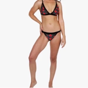 JUEGO SUPERIOR Betsey Johnson Mujer Borde de Terciopelo Floral Salvaje TOP Parte inferior Pequeña Mediana - Imagen 1 de 5