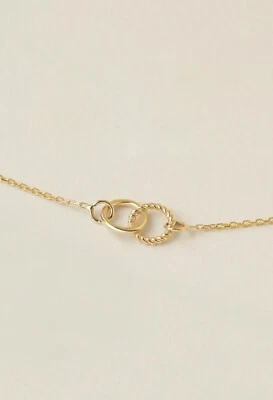 Dazzling Interlocking Circle Chain Bracelet in 14K Solid Gold, Adjustable - Image 1 of 4