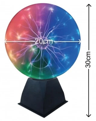 7EVEN Sfera al plasma alta 30 cm, 3 fulmini colorati! 3 colori fulmini magici
