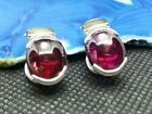 VINTAGE S. SILVER 925 AND GOLD 18K EARRINGS INLAID WITH NATURAL ROSE AGATE BY WR