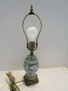 Vintage Ceramic Ginger jar Wisteria Floral Table Lamp brass base Loevsky 1960's - Picture 1 of 12