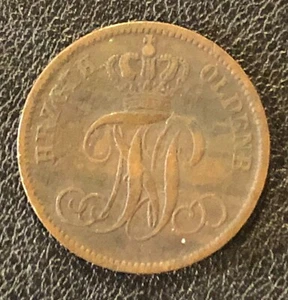 1865-B German States Oldenburg 3 Schwaren (3 Pfennig) World Coin - Picture 1 of 2