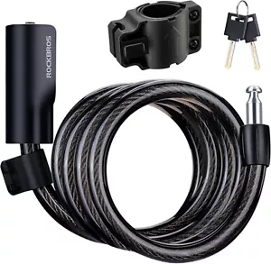 ROCKBROS Bicycle Cable Lock Bike Anti-Theft Security Steel Chain Portable Safety - Picture 1 of 14