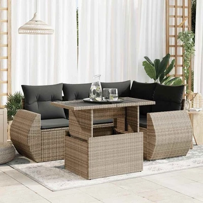 Gartenmöbel Sofa Garnitur Sitzgruppe Lounge 5-tlg. Schwarz Poly Rattan vidaXL - Bild 1 von 4