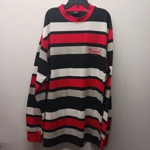 MEN'S RED APE L/S CREW NECK RED/BLACK/WHITE GRAY LOGO STRIPED SWEATER MENS 3XL - Picture 1 of 4