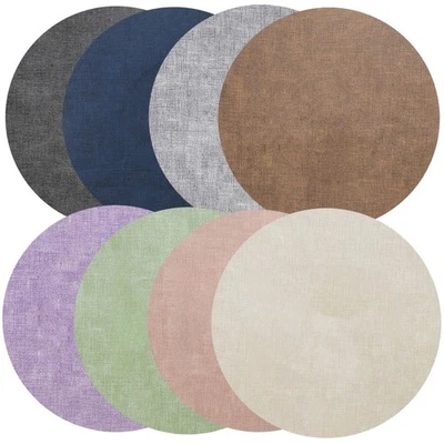 Round Faux Leather Placemats 4 Pcs Waterproof Table Mats for Dining Spaces - Image 1 of 4