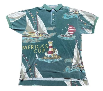 Camisa polo vintage American Eagle Outfitters para hombre grande velero faro Foto 1 de 4