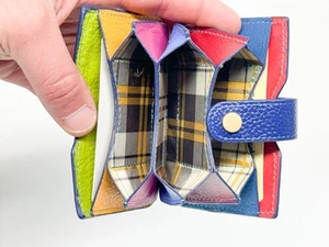 Vera Pelle Accordion Folding Credit Card ID Clutch Wallet Vibrant Multicolor - Picture 1 of 6