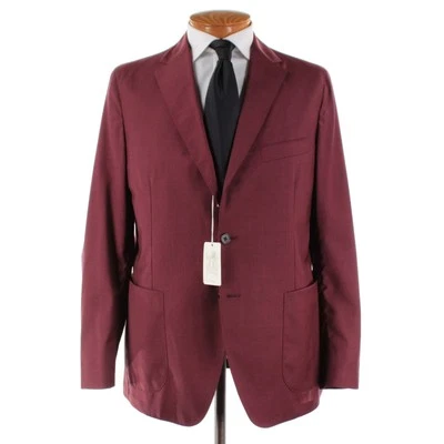 Abrigo deportivo de lana Belvest Super 120's talla 54R (44R EE. UU.) en borgoña lisa nuevo con etiquetas Foto 1 de 4