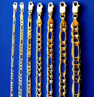 Collar Cadena Italiana Figaro Oro Amarillo 10K SÓLIDO Oro Real 2mm-11mm 16"-30" Foto 1 de 4