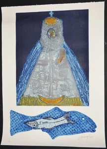 Venta VIRGEN DE REGLA Original Firmado CUBA Serigrafía por Artista Afro Cubano CHOCO - Imagen 1 de 6