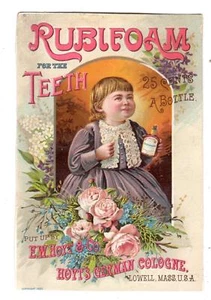 WILMINGTON OHIO*TAYLOR*RUBIFOAM PARA LOS DIENTES*COLONIA ALEMANA DE HOYT*TARJETA COMERCIAL - Imagen 1 de 2