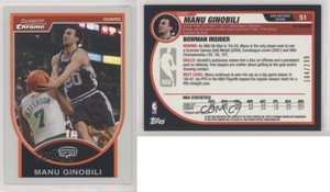 2007-08 Bowman Draft Picks & Stars Chrome Refractor /299 Manu Ginobili #51 HOF