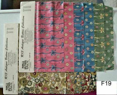 RARE Marcus Brothers 2 Fabric Sampler 11 patterns R13 Antique Button NY F19 - Image 1 of 3