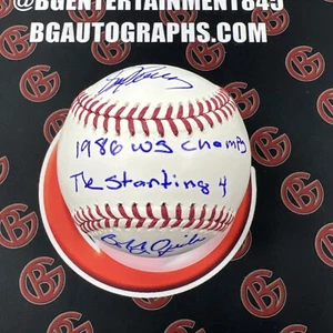 1986 New York Mets Starting Four Signed OMLB Inscribed Logo Ball Autographed JSA - Picture 1 of 5