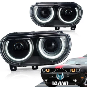 VLAND Dual Beam Headlights For 2008-2014 Dodge Challenger Coupe Front Lamp LH+RH - Foto 1 di 12