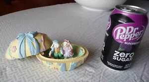 MINT in box NOS~vintage HIDDEN SURPRISE Bunny Couple in resin EASTER EGG - Picture 1 of 7
