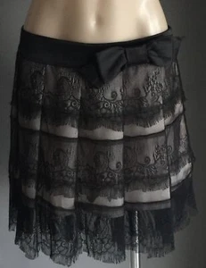HOT OPTIONS SKIRT Black Lace & Blush Pleated Ladies Size 10 *Stunning NEW - Picture 1 of 10