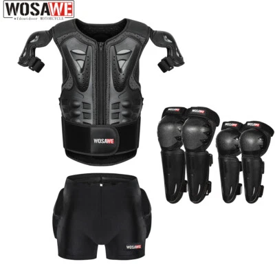 WOSAWE Kids Motorbike Body Armor Skating Hip Protective Pants Knee Elbow Pads - Image 1 of 4