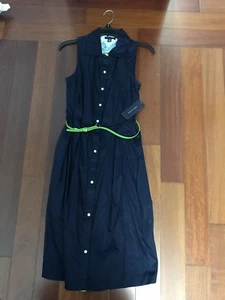 Tommy Hilfiger Women's Sleeveless Button Belted Dress Casual Navy Blue Sz Small - Picture 1 of 12