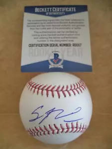 SEAN NEWCOMB ATLANTA BRAVES ROOKIE YEAR SIGNED AUTO ML BASEBALL BECKETT R01017 - Picture 1 of 3