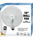 WALL MOUNTED FAN 16” With REMOTE Control 3 SPEED SETTINGS OSCILATING MESH GRILL