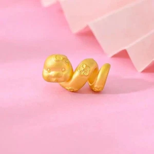 Pure 999 24k Yellow Gold Lucky Snake Red Rope Bracelet Bangle Handmade 1.2-1.3g - Picture 1 of 6