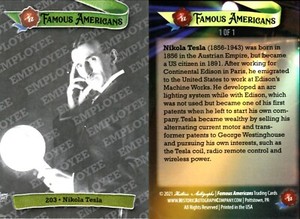 Historic Autographs HA Famous Americans #203 Nikola Tesla Aurora Employee 1/1