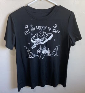 Camiseta "Keep On Rocking Me Baby" Mujer Talla Pequeña Vaqueras Occidentales - Imagen 1 de 4