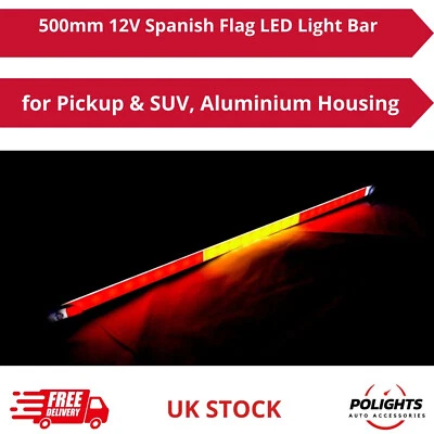 Barra de luz LED bandera española 500mm 12V para pickup y SUV, carcasa de alu... - Imagen 1 de 4
