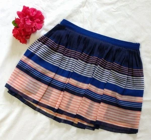 American Eagle Mini Skirt Womens Size 0 Blue Flowy Chiffon Pink Striped Lined - Picture 1 of 7