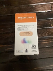 Amazon Basics Smart LED Glühbirne Alexa A19 LED 60W 800 Lumen Farbwechsel - Bild 1 von 5