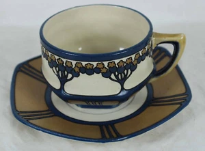 Teetasse mit Untertasse, Villeroy & Boch Mettlach, Jugendstil, sehr selten - Bild 1 von 3