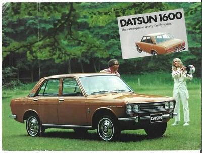 Datsun Nissan 1600 Saloon 1970-72 UK Market Single Sheet Sales Brochure Bluebird - Image 1 of 2
