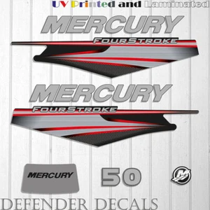 Mercury 50 hp Four Stroke 2013-2017 RED outboard engine decals sticker - Picture 1 of 1