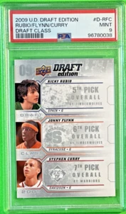2009-10 U.D. Draft Edition Rubio/Flynn/Stephen Curry Rookie Card #D-RFC PSA 9 - Picture 1 of 9
