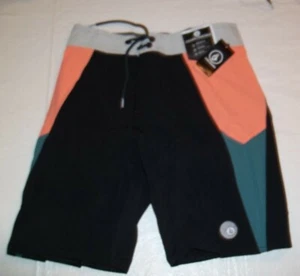 NEW Volcom Astropop Mod orange black board shorts boys swimsuit trunk sz 14 - Picture 1 of 2