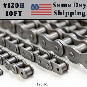 #120H Roller Chain 10 FT with 1 Connecting Link - Same Day Shipping - Picture 1 of 2