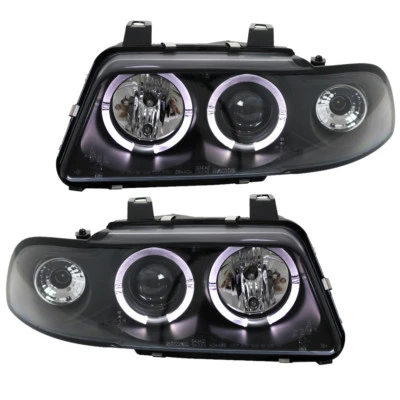 Scheinwerfer Klarglas Angel Eyes für Audi A4 B5 Bj. 1994-1998 Schwarz - Bild 1 von 4