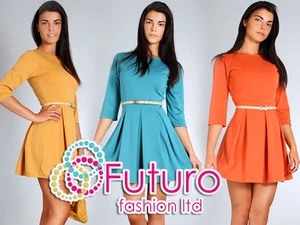 Women's Elegance & Classic Party Dress Crew Neck 3/4 Sleeve Sizes 8-14 FA47 - Picture 1 of 10