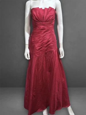 Vestido formal plisado de tafetán sin tirantes rosa cerise talla 10 B2 para mujer Foto 1 de 4